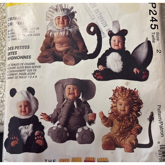 McCalls Crawling Critters Pattern Baby Costumes P245 Size 2 Toddler Halloween - Picture 7 of 7
